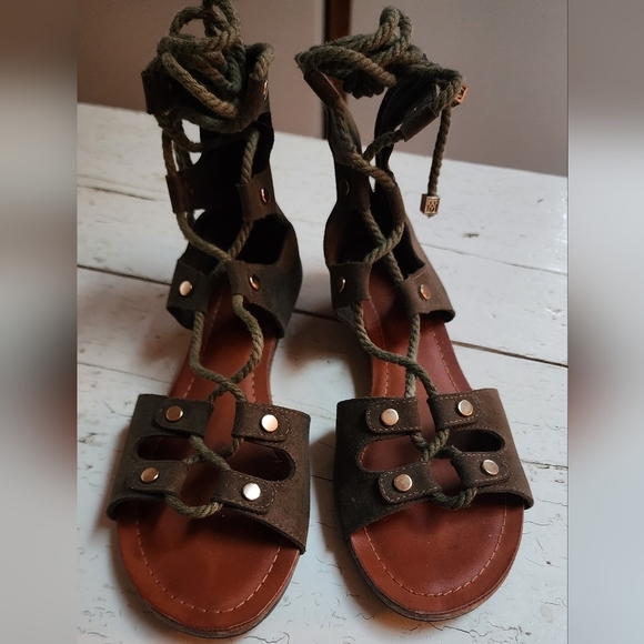 Gladiator Extreme By Eddie Marc Women's Lace-Up Flat Sandal Size 8 - Picture 1 of 10